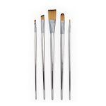 Royal & Langnickel, Zen Series 43, Set of 5 Brushes, Long Handle, Synthetic Filament, Flat 12, Filbert 8, Angulars 2 & 8, Round 1, RZEN-SET431