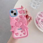 COVERLY for iPhone 14 Pro Max 3D Love Cute Heart Butterfly Case,Full Protective Pink Coquette Bowknot Folding Desktop Stand Beautiful Doll Soft Aesthetic Back Cover for Apple iPhone 14 Pro Max