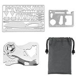 VIPMOON Tiny Survival Card and Wallet Multitool(3 Tool Card), EDC Wallet with Knife Credit Card Tools,Mini Fishing Kit and Hunting Multitool for Camping