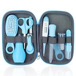 Baby Grooming Kit, 10 Pcs Newborn Healthcare Accessories, Portable Baby Essentials Set with Hair Brush Comb Nail Clipper Thermometer for Nursery Infant Girls Boys