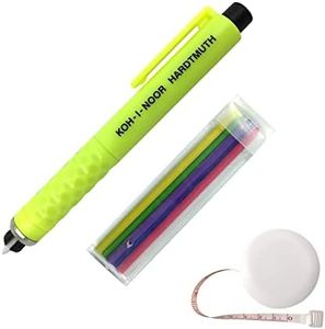Koh-I-Noor Penna porta Gesso per Sarti - Set di Gessetti per Sarti con 6 Gessetti di ricambio in Colori assortiti e Nastro di Misura retraibile intervisio di 1m - Gessetti per cucire per sarte