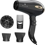 Wazor 1875W Fast Drying and Professional Salon Hair Dryer with Diffuser & Comb & 2 Concentrator Nozzles (Black)