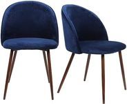 LEVEDE Dining Chairs, Set of 2 Reading Seating, Velvet Kitchen Chairs, Chic Nursing Seats, Home Furniture for Dining Room, Living Room, Cafe, Meeting Room, Load Up to 150kg (Navy)