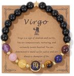 GolbalJew Virgo Zodiac Bracelets Healing Crystal 12 Constellations Protection Stone Beads Bracelet for Women Birthday Zodiac Gifts Horoscope Spiritual Jewelry