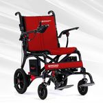 AEROLUX by Travel Buggy - Premium Foldable Carbon Fiber Wheelchair - Ultra Lightweight Wheelchair Weighs Only 29 lbs - Holds up to 300 lbs - Airplane Friendly - Compact Power Chair (Red)