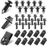 BOECIOG 35PCS Engine Under Cover Splash Shield Guard Body Bolts Screws, Front Bumper Fender Liner Push Retainer Fastener Rivet Clips, Automotive Hardware Bumper Clips, U-Nuts Kit, Elegant Black