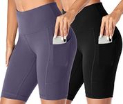 Holure Women's 2 Pack High Waist Yoga Short Workout Running Athletic Compression Shorts Black/Purple-2XL