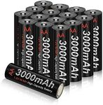 CITYORK AA Batteries, Rechargeable AA 3000mAh Battery, Ni-MH 1200 Recycle Times, High Capacity Performance, Pack of 16 with 4 Cases