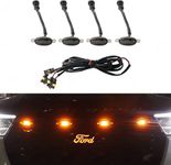 MIZZEO LED Light Auto Front Grille Lights for Decoration (Pack of 4, Smoke Shell with Amber Yellow Light) Safety Compatible with Mahindra Thar Old