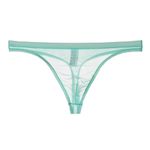 Cotton Whisper Men's Mesh See Through Thong Underwear T-Back Briefs Underwear Panties Low Rise Underpants Light Blue XL