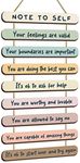 Mental Health Reminders Wall Art Decors Positive Psychology Affirmations Wall Decor Wooden Hanging Wall Pediments Inspirational Wall Art for Counseling Therapy Office Students Classroom (Pastel Color)