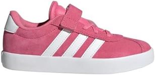 adidas VL Court 3.0 Elastic Lace Sneaker, Pink Fusion/White/Grey, 1 US Unisex Little Kid