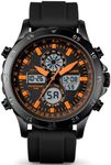 PINDOWS Watches for Men, Waterproof Analog Digital Sport Watches Multifunctional Outdoor Watch LED Backlight, Alarm Stopwatch Calendar.