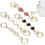 SUNJOYCO Bag Strap Extender, 4PCS Strawberry Heart Shape Pearl Purse Bag Chain Strap Extender Purse Chain Strap Extender Replacement for DIY Women Purse Cross-Body Bag Handbags Shoulder Bag Accessory