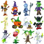 DIYDEC Halloween Building Blocks 12 Style Mini Figures Particles Building Brick Toys for Party Favor Stacking Blocks for Kids Adults Goody Bag Fillers Classroom Prizes Gifts