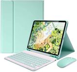 Keyboard Case with Mouse for 9.7 iPad 2018/2017 (6th/5th Generation)/Pro 9.7/iPad Air 2&1- Detachable Wireless Bluetooth Keyboard Pencil Holder Slim Leather Cover (iPad 9.7inch, Mint Green)