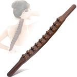 SHREESAMP Gua Sha Wooden Massage Stick Therapy Drainage Massager, Double Row 20 Beads Point Treatment for Back Leg Whole Body Massager Roll and Head Relaxing on Muscle Tool Stick, For Neck Back Pain