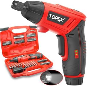 TOPEX 82 Piece Electric Screwdriver Set 4v Max Cordless Screwdriver Set CRV Screw Bits