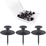 30 PCS Push Pins Picture Hangers Wall Hooks, Double Headed Thumb Tacks for Wall Hangings, Renter Friendly Decor Small Picture Frame Hangers for Drywall Cork Board Home Office Photo Decorations(Black)