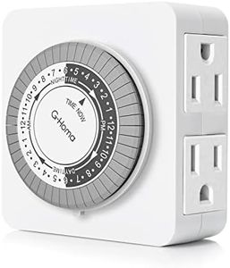 G-Homa 24-Hour Mechanical Timer Outlet with 2 Grounded Outlets - For Lamps, Holiday Lights