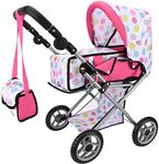 Bebamour Baby Doll Stroller Convertible Pram Stroller with Removable Travel Bassinet Carrier for Toddlers Play Baby Doll Accessories with Canopy and Storage Basket (White)