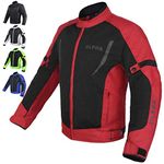 ALPHA CYCLE GEAR HI VIS MESH MOTORCYCLE JACKET FOR MENS RIDING BIKERS RACING DUAL SPORTS BIKE ARMORED PROTECTIVE (RED, MEDIUM)