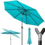 Tempera 10ft Patio Market Outdoor Table Umbrella with Push Button Tilt and Crank,Large Sun Umbrella with Sturdy Pole&Fade Resistant Canopy,Easy to Set, Turquoise