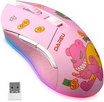 DAREU Pink Wireless Wired Gaming Mouse, Dual-Mode Rechargeable 7 Programmable Buttons,10K DPI,RGB and 7 Adjustable DPI Levels up to [150IPS] [1000Hz] for PC Notebook Mac(Lucky Bear), EM901