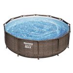 Bestway Steel Pro Max | Round Frame Swimming Pool with Filter Pump, Above Ground Frame Pools, Rattan Print, 12' x 39.5