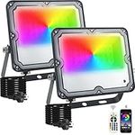 RGB LED Flood Light, 2 Pack Smart R