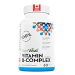 Plantvital Vegan Vitamin B Complex w Biotin, Niacin, Folate! Supports Immune & Liver Function. 100% of B1, B2, B3, B5, B-6, B-12! 2 MONTH SUPPLY. Supports Energy Production, Hair, Nails & Skin.