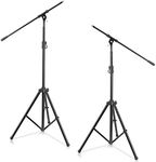 Adjustable Tripod Microphone Boom Stand - Pair of Universal Heavy Duty Lightweight Professional Compact Stage Studio Floor Standing Boom Mic Tripod Holder w/Standard 5/8" Mic Adapter - Pyle PMKS56X2