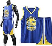 Louenth Basketball Jersey Shirt and Shorts, Adult Basketball Jersey, Basketball Sleeveless Suit, Basketball Sportswear, T-Shirt Vest + Shorts, Youth Sweatshirt, Blue, 3XL