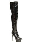 Bismaa Womens Ladies Sexy Thigh HIGH Kinky Fetish Over The Knee Platform Stiletto Heel Full Side Zip Boots (4 UK, Black Patent, numeric_4)