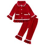 Toddler Baby Girls Pyjamas Sets Long Sleeve Button Down Velour Nightwear 2 Piece Tops Pants Sleepwear Outfits Pjs for Girls