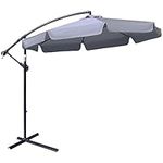 Outsunny 9FT Offset Hanging Patio Umbrella Cantilever Umbrella with Easy Tilt Adjustment, Cross Base and 8 Ribs for Backyard, Poolside, Lawn and Garden, Dark Grey