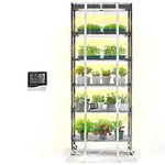 Bstrip Plant Shelf with Grow Lights, Greenhouse with Cover and Thermometer, 6 Tier Plant Stand with Grow Light , Greenhouse with 150W Led Grow Light for Seed Starting , Tray (29.5" L×13.8" W×70" H)