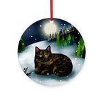 CafePress Tortoiseshell CAT Round MDF Wood Ornament