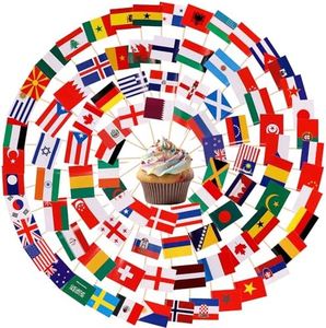 200pcs Mini Countries Toothpick Flags, Mini Flags on Sticks with 100 Different Nations Double Sided World Countries Cupcake Toppers for Cupcake Dishes Fruit Platter Decoration