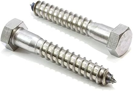 1/2" x 3" Stainless Hex Head Lag Bolt Screws, (10 Pack), 304 (18-8) Stainless Steel Coach Bolts/Large Screws for Wood with Plain Finish by Bolt Dropper