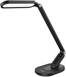 JKSWT LED Desk Lamp, Eye-Caring Table Lamps Natural Light Protects Eyes Dimmable Office Lamp with 5 Color Modes USB Charging Port Touch Control and Memory Function, 10W Reading Lamp,Black