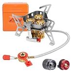 WADEO Camping Backpacking Stove, 6800W Outdoor Portable Burner Cooking Stove Foldable Windproof Compatible with lsobutane Butane 1LB Propane Tank for Picnic Hiking