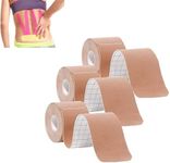 Kayiete Kinesiology Tape Precut, Sports Tape for Recovery Sports Athletic Physio Therapy Injury. Athletic Tape for Ankle Neck Knee Shoulder Pain Relief and Support 2" x 19.7 feet (3Rolls,60 Precut Strips, skin color)