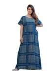 G4Girl Cotton Embroidery Maxi Nighty For Womens/Girls (Z7, Turkish), Blue