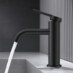 KENES Bathroom Faucet Black, Single Handle Matte Black Bathroom Sink Faucet Stainless Steel Single Hole Modern Washroom Vanity Faucet Supply Lines Included, KE-9015-2