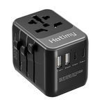 Hotimy Worldwide Travel Adapter with USB C, Universal Travel Adapter with 4 USB (2 USB C + 2 USB A) and 1 Universal AC Socket Double 10A Fused International Travel Plug Adapter with EU UK USA AU Plugs