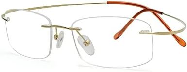 Eyekepper Titanium Rimless Reading Glasses Readers Men Women Gold +1.5