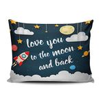 WEINIYA Bedroom Custom Decor Love You to The Moon and Back Colorful Throw Pillow Cover Cushion Case Fashion One Sided Printed Design Boudoir 12x16 Inches