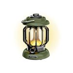 PINSAI LED Camping Lantern,Rechargeable Retro Metal Camping Light,Battery Powered Hanging Candle Lamp ,Portable Waterpoor Outdoor Tent Bulb, Emergency Lighting for Power Failure,Outages (Golden)