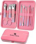 Manicure Set 10pcs Professional Nail Clippers Kit Pedicure Care Tools-Stainless Steel Grooming Tools for Travel (Pink Purple)